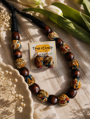 AJRAKH MUSTARD BEADED NECKLACE