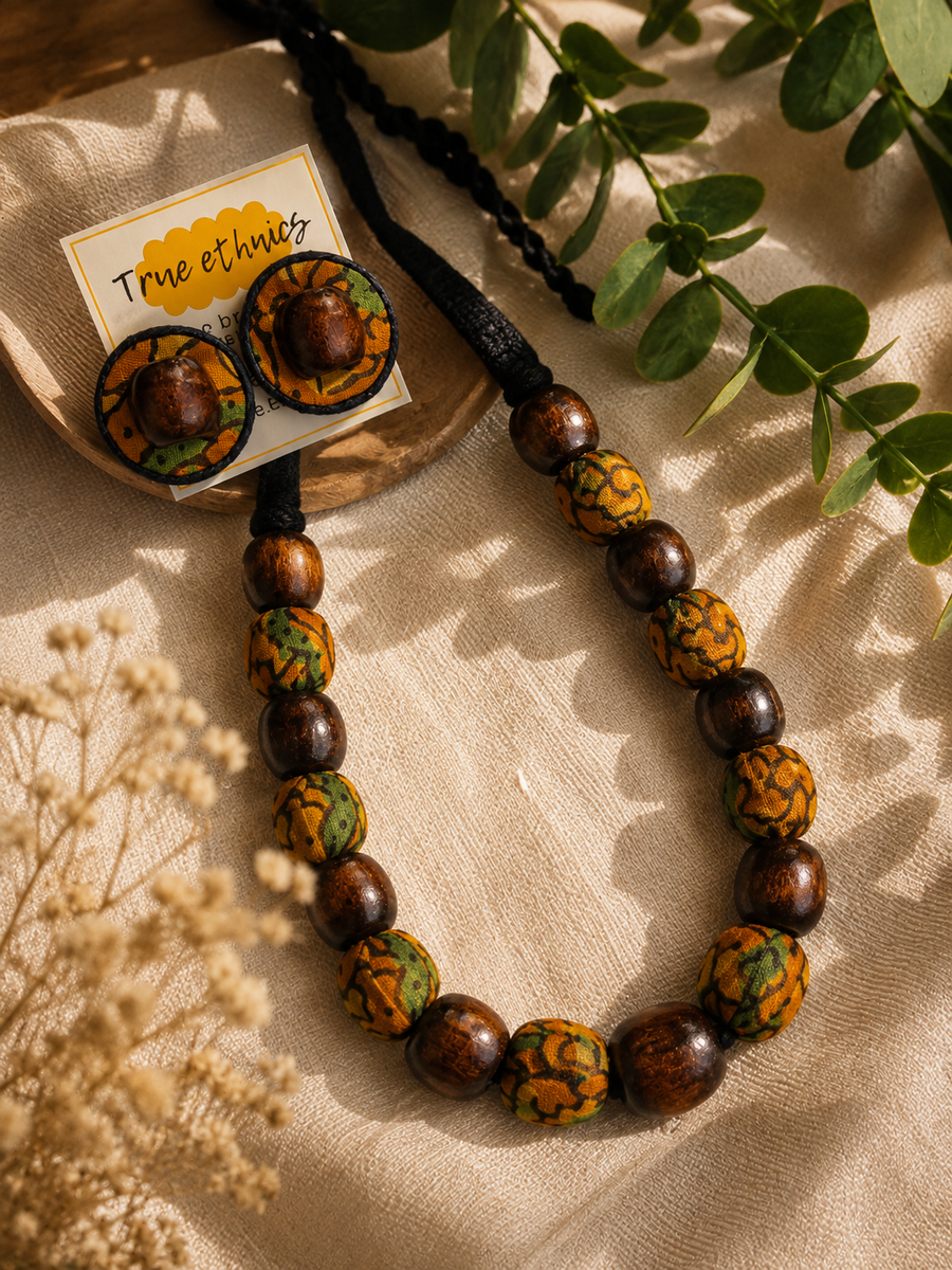 Musturd Yellow wooden beaded set