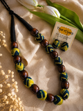GREEN WOODEN BEADED SET