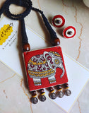 BOHO ORANGE ELEPHANT NECKLACE