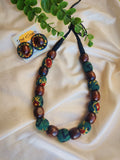 GREEN WOODEN BEADED SET