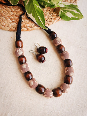 Light Coffee Wooden Beaded Necklace