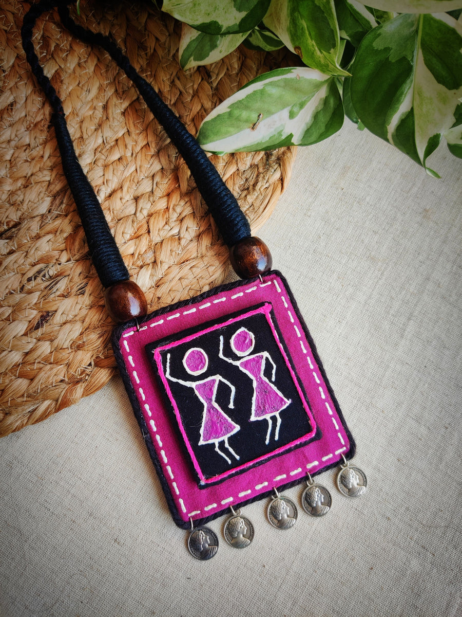 Boho Pink Warli Necklace