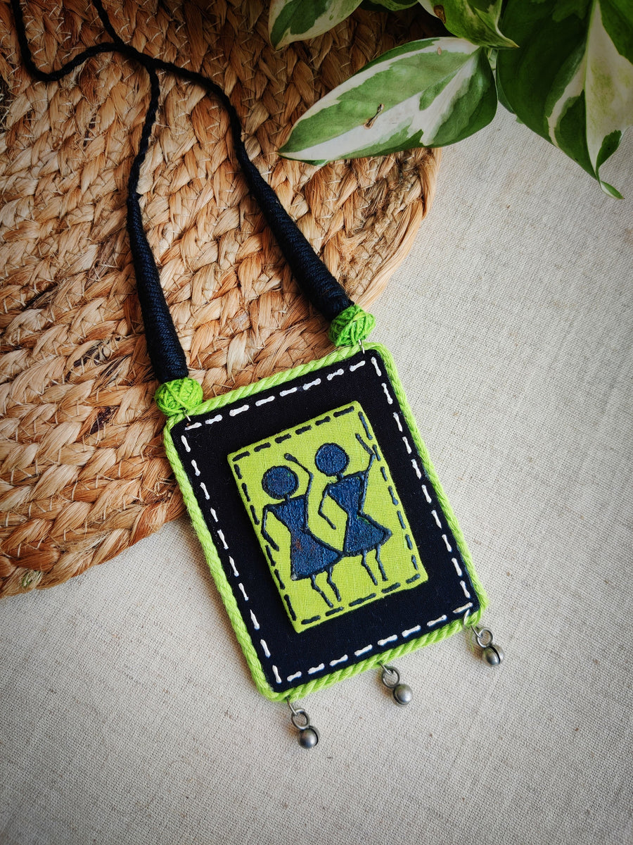 Boho Green Warli Necklace