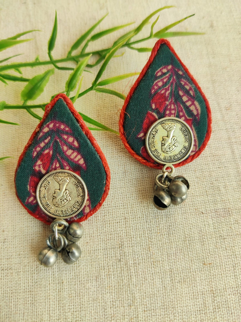 GREEN COIN  EARRINGS