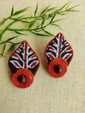 BLACK AND RED JUTE STUDS