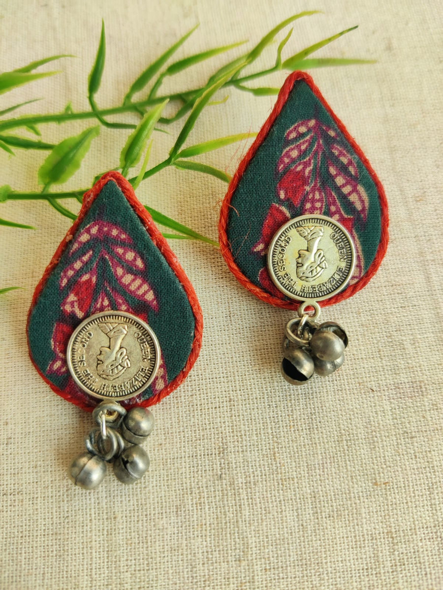 GREEN COIN  EARRINGS