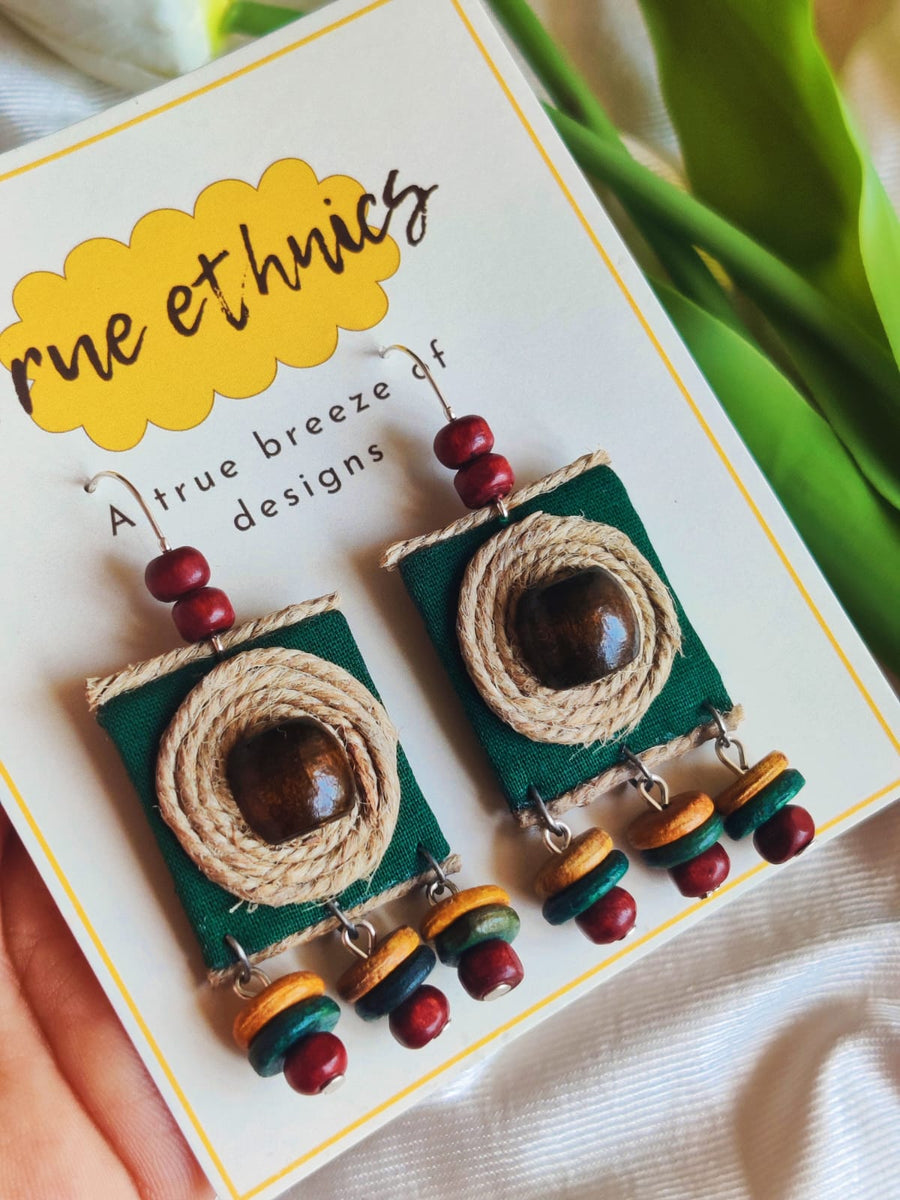 GREEN JUTE EARRING