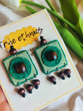 AQUA GREEN JUTE EARRING