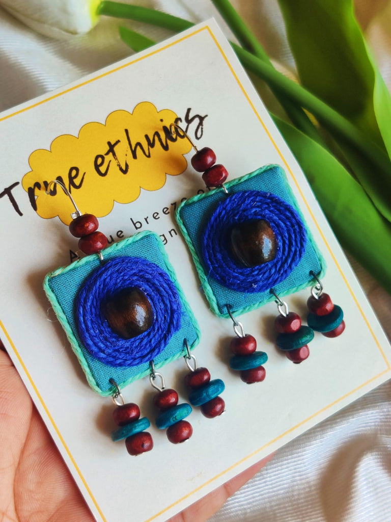 BLUE JUTE EARRING