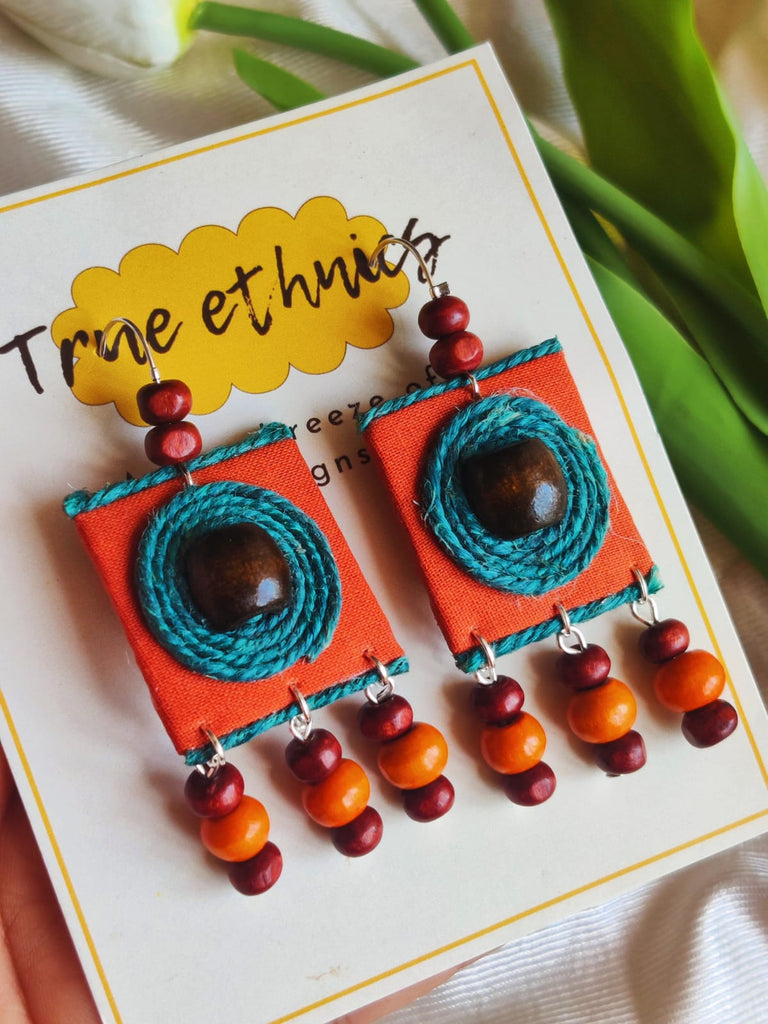 ORANGE JUTE EARRING