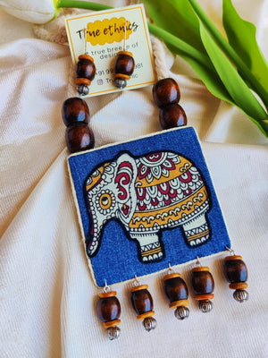 DENIM ELEPHANT NECKLACE