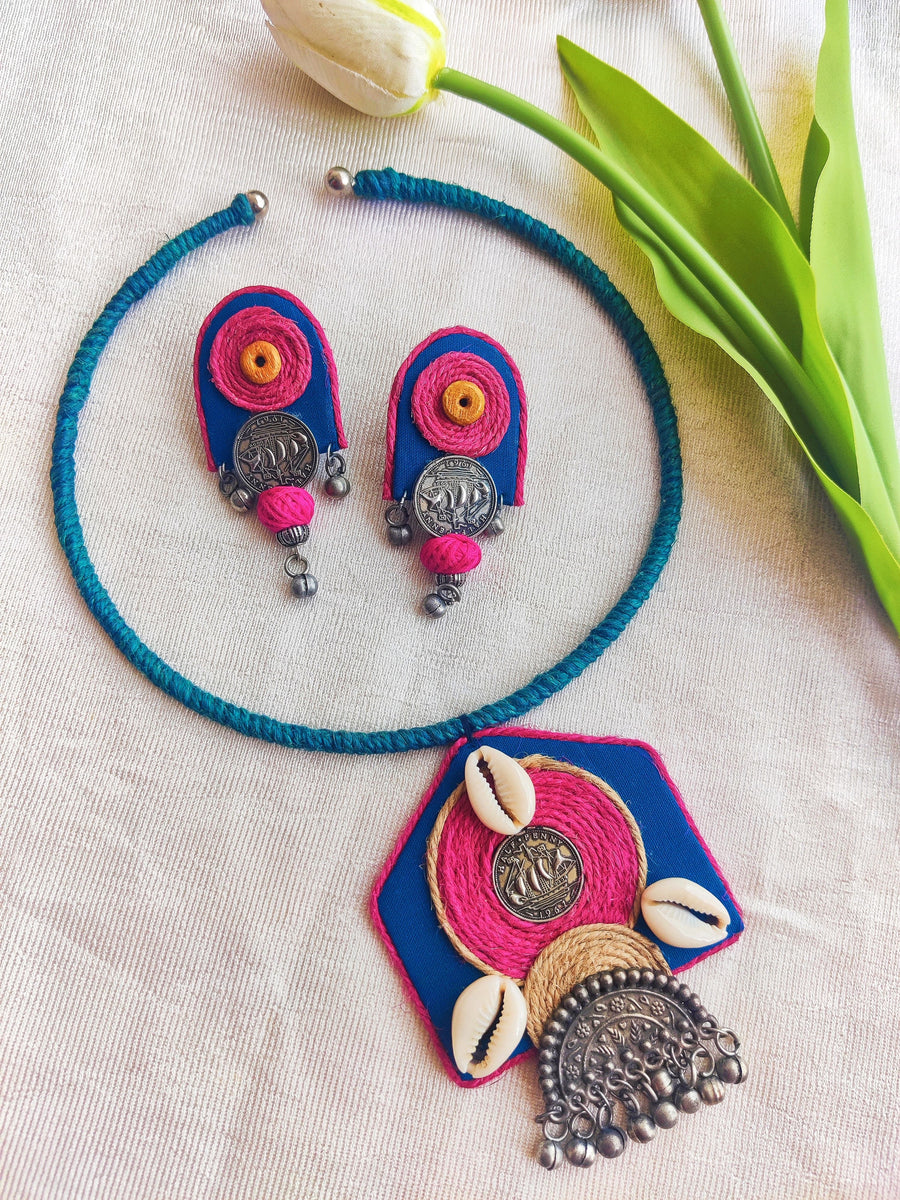 PINK AND BLUE HASLI NECKLACE