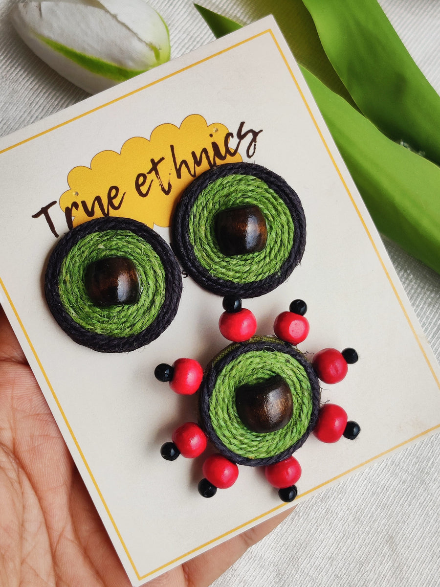 GREEN JUTE RING COMBO