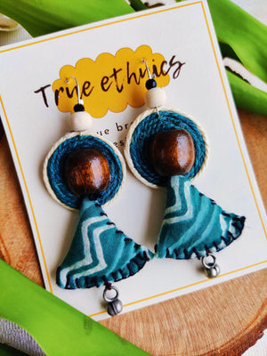 aqua green samosa earring