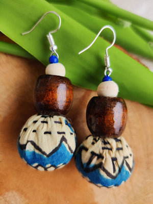BLUE PRINTED POTLI EARRING