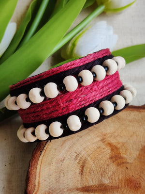 MAROON JUTE HANDCUFF