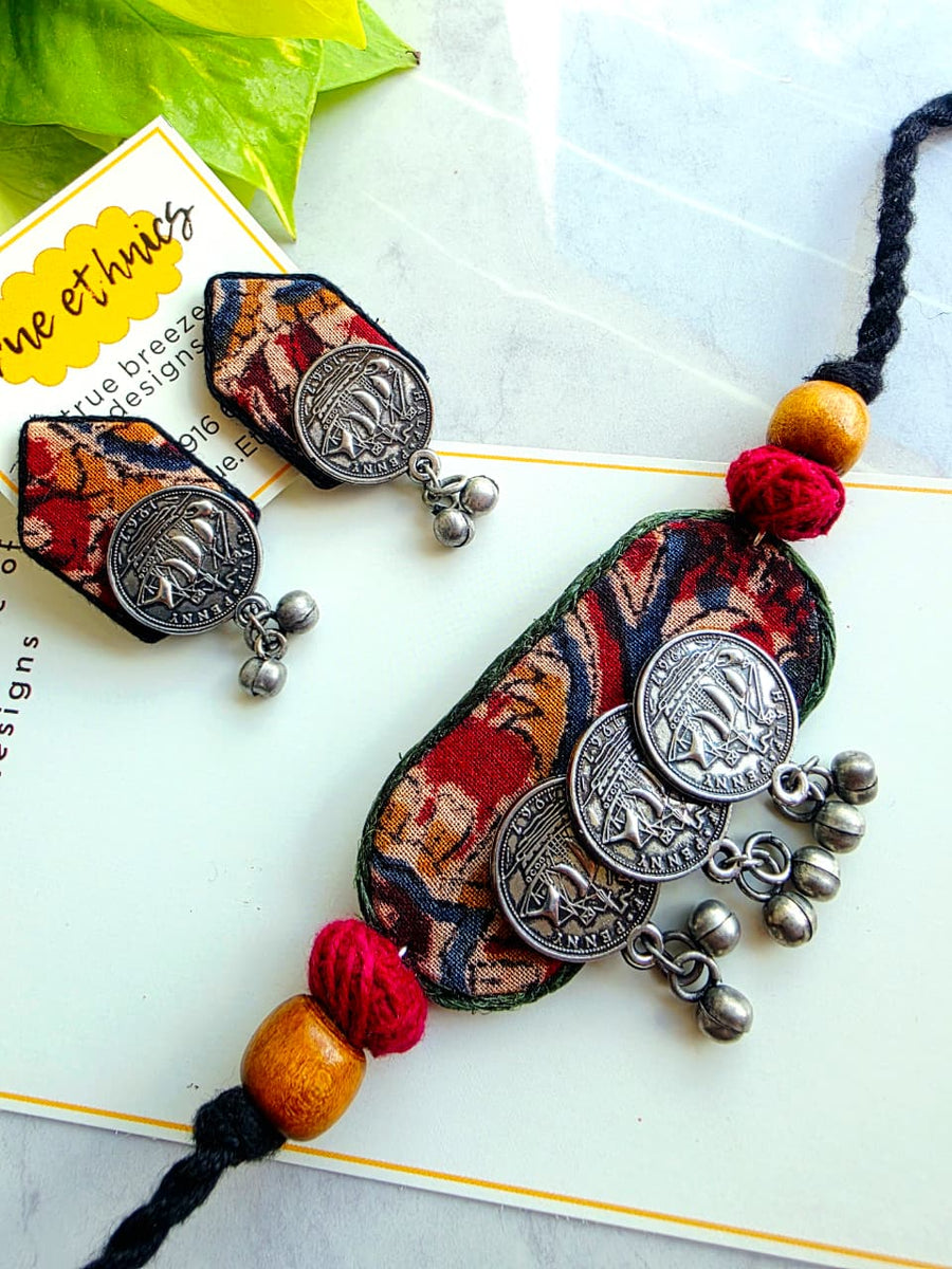 RED KALAMKARI CHOKER