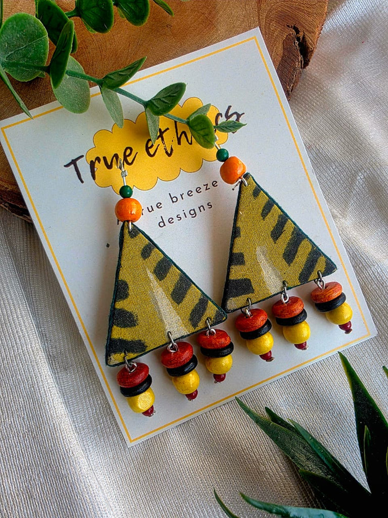 GREEN  TRIKON EARRINGS