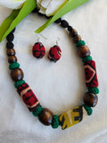 FABRIC BEADED MALA RED