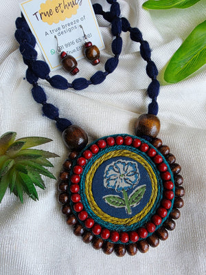BLUE AND RED CHANDRAKALA NECKLACE SET