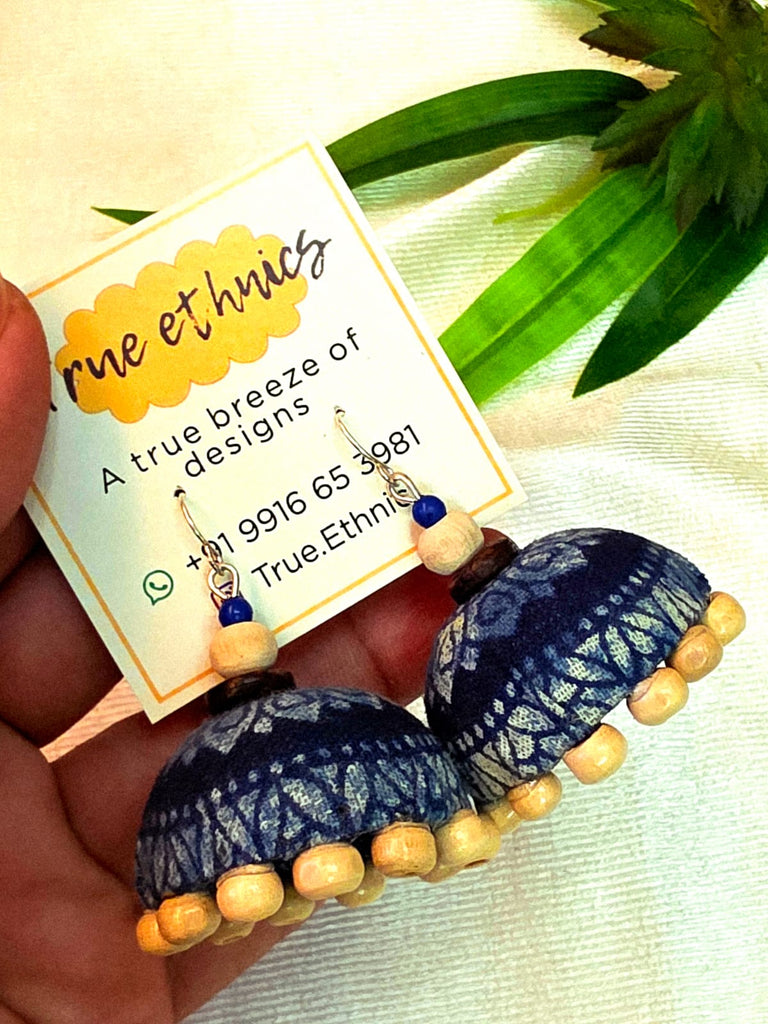Indigo beaded zhumki