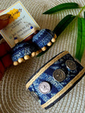 Indigo beaded zhumki with handcuff