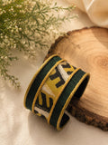 GREEN JUTE  BEADED HANDCUFF