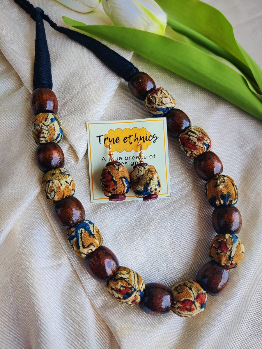 AJRAKH MUSTARD BEADED NECKLACE