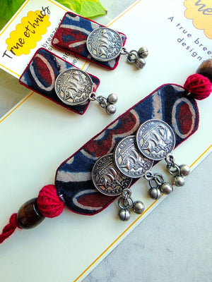 AJRAKH BLUE CHOKER SET