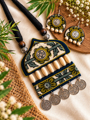 PEACOCK GREEN JHAROKHA  NECKLACE