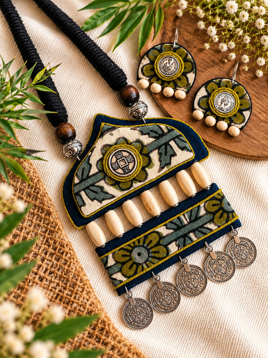 PEACOCK GREEN JHAROKHA  NECKLACE